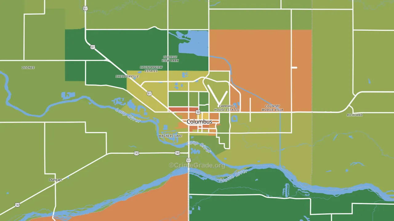 68601, NE Map of Drug-Related Crime Rates