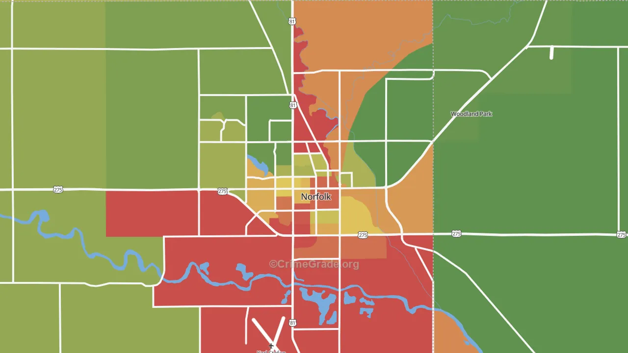 68701, NE Map of Drug-Related Crime Rates