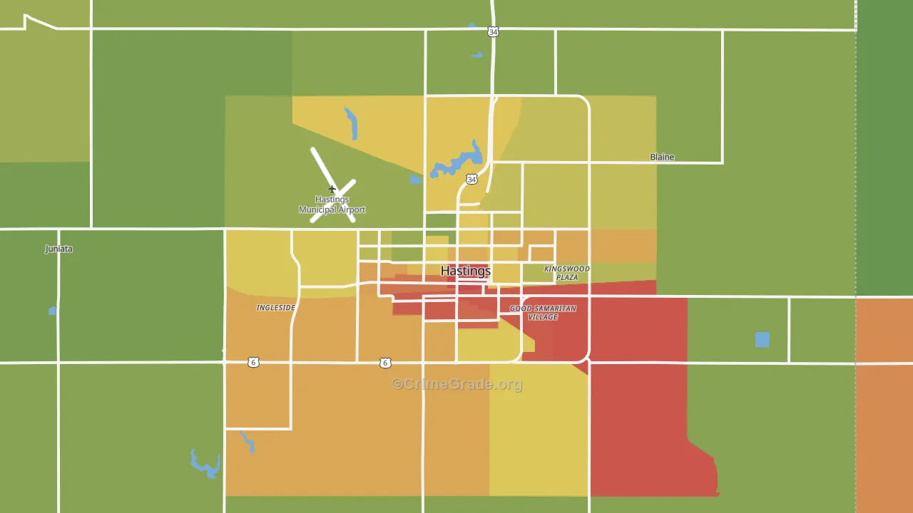 68901, NE Map of Drug-Related Crime Rates