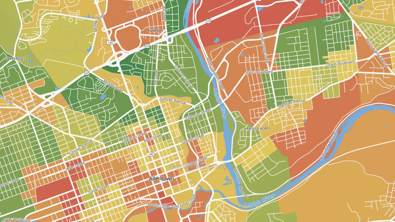 6th Ward, Allentown, PA Map of Drug-Related Crime Rates