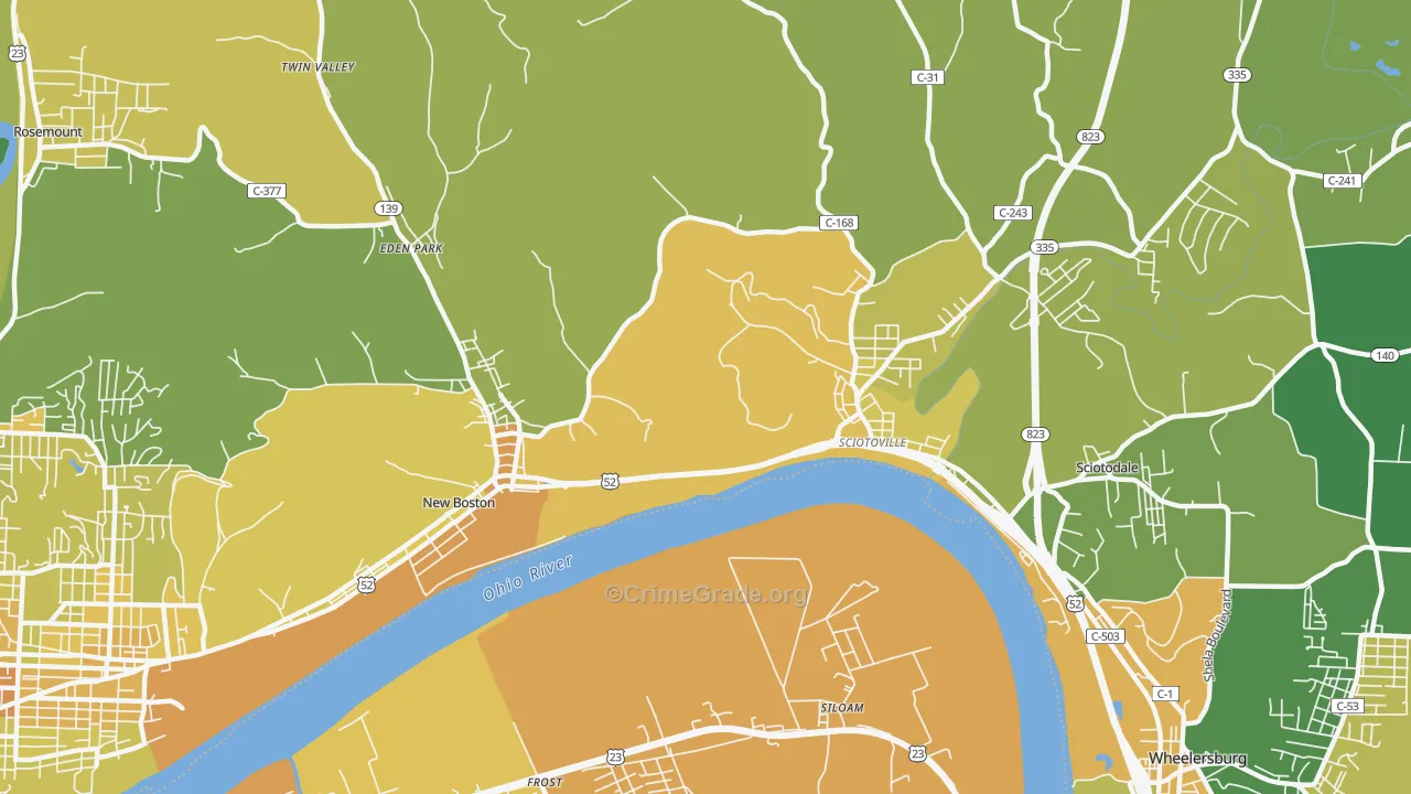 6th Ward, Portsmouth, OH Map of Drug-Related Crime Rates