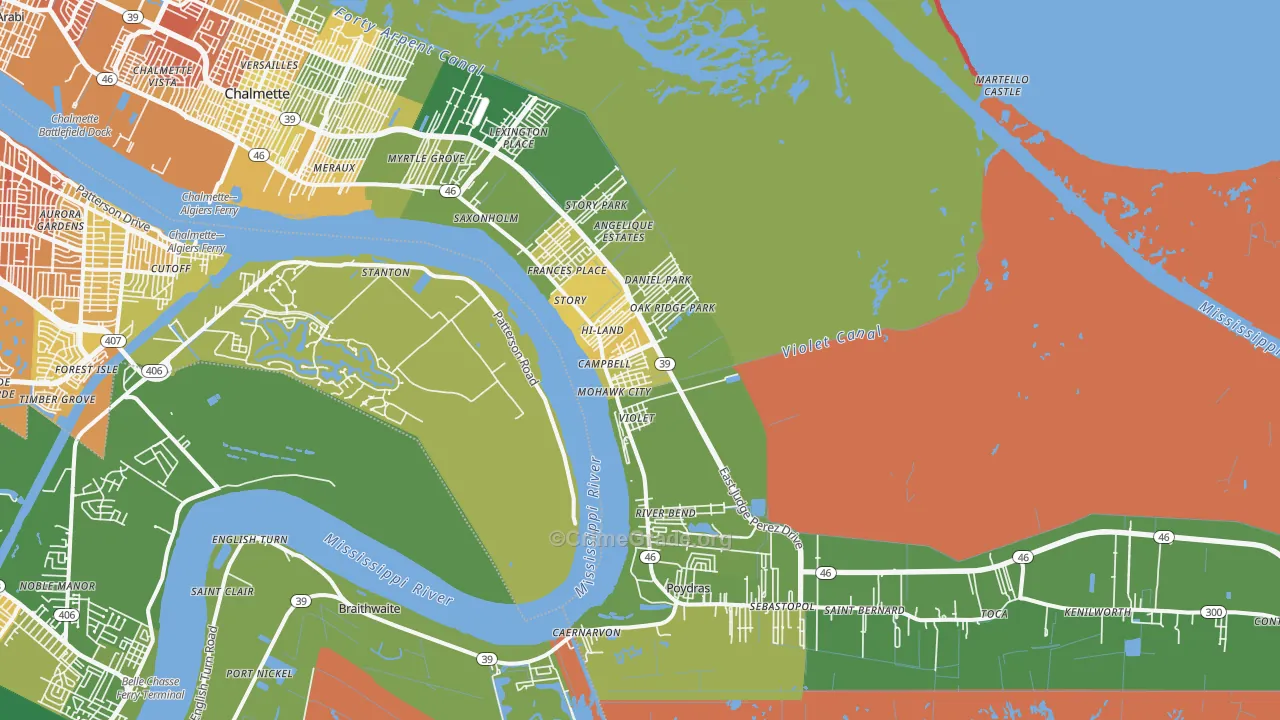 70092, LA Map of Drug-Related Crime Rates
