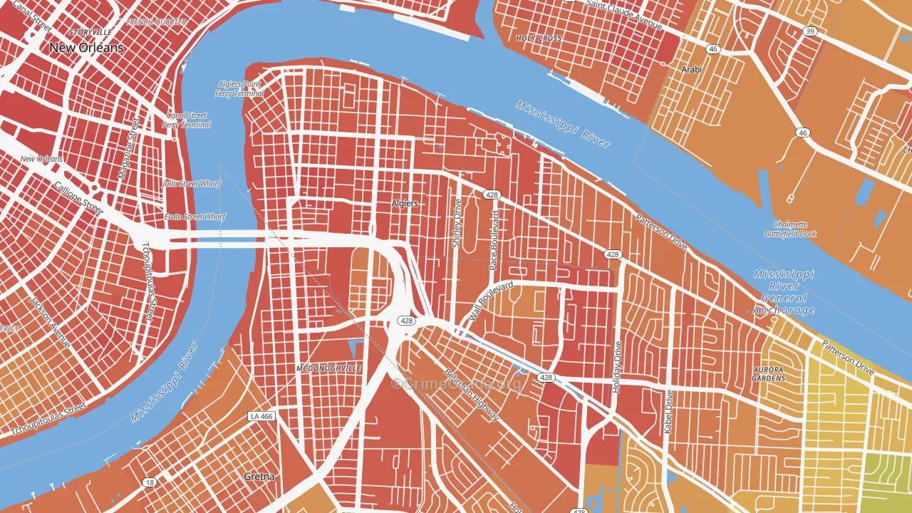 70114, LA Map of Drug-Related Crime Rates