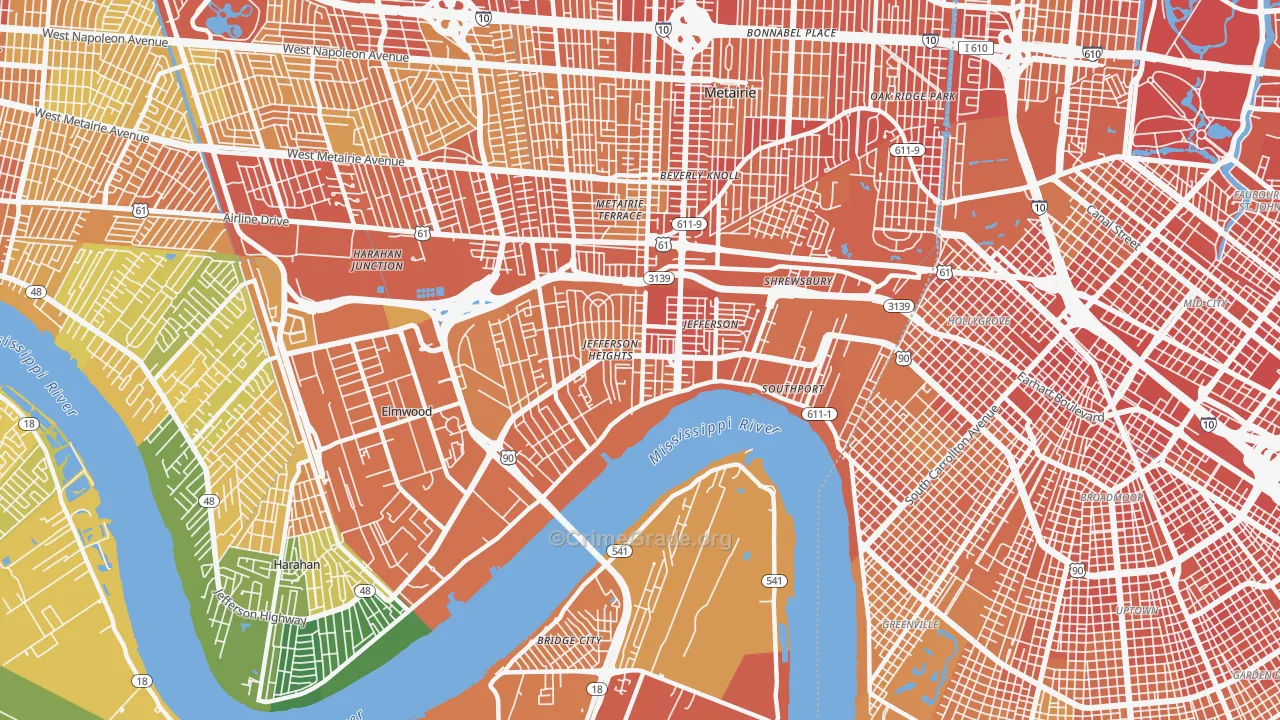 70121, LA Map of Drug-Related Crime Rates