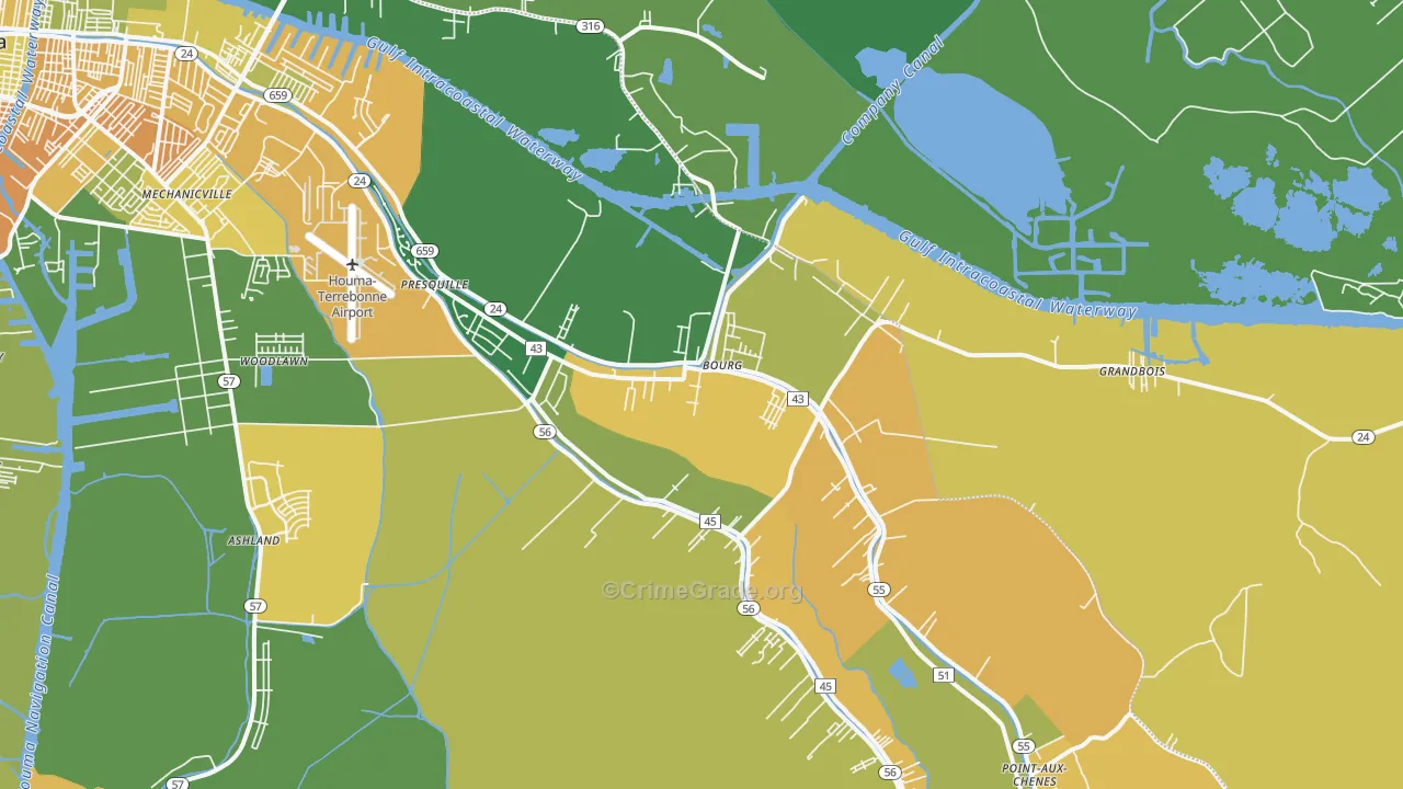 70343, LA Map of Drug-Related Crime Rates