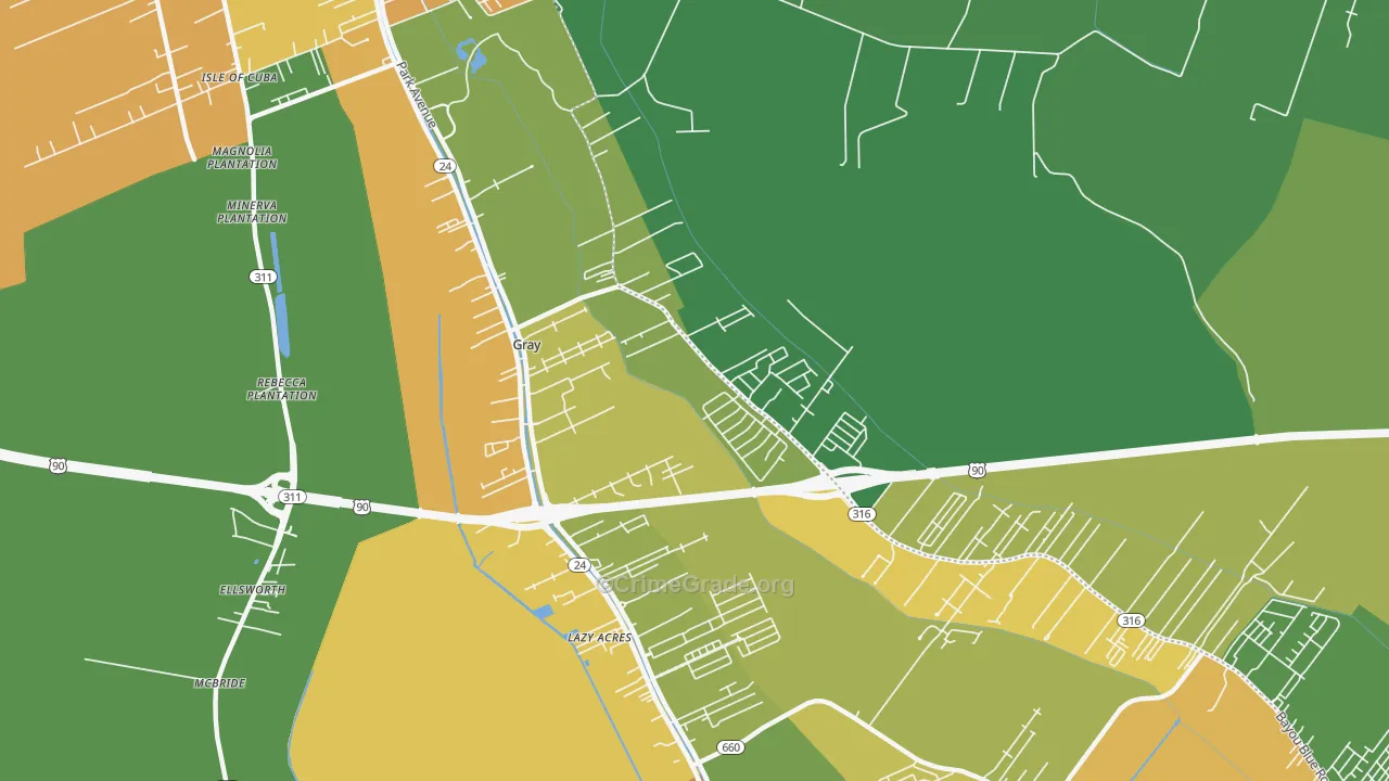 70359, LA Map of Drug-Related Crime Rates