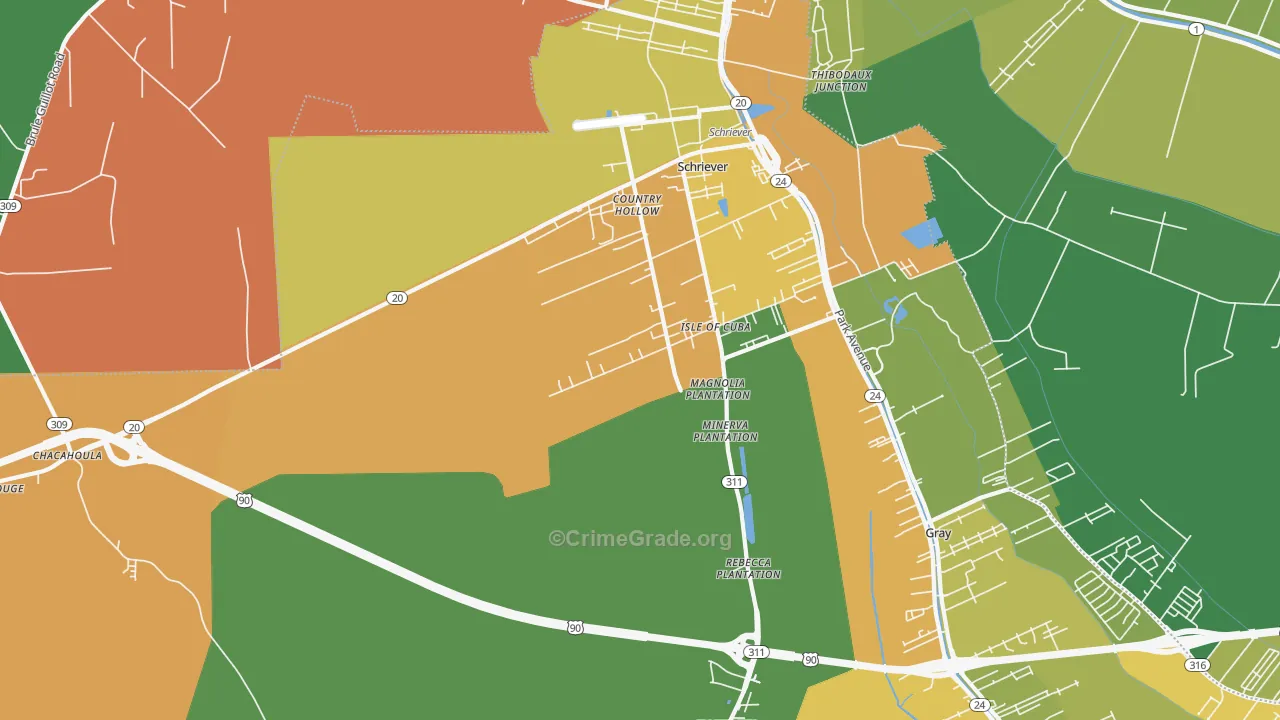 70395, LA Map of Drug-Related Crime Rates