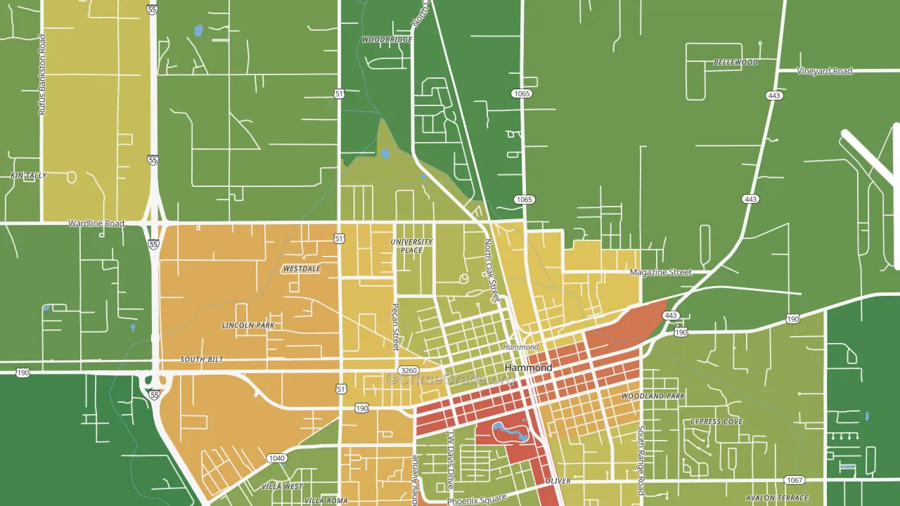 70402, LA Map of Drug-Related Crime Rates