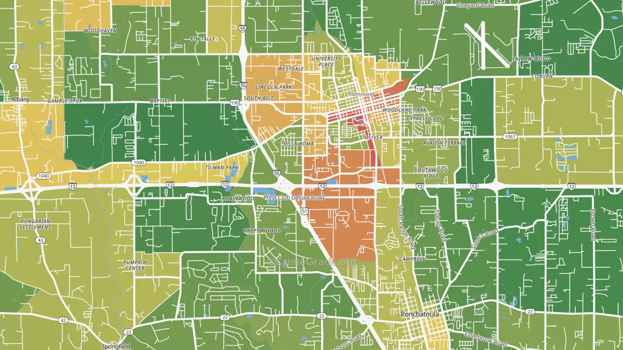 70403, LA Map of Drug-Related Crime Rates