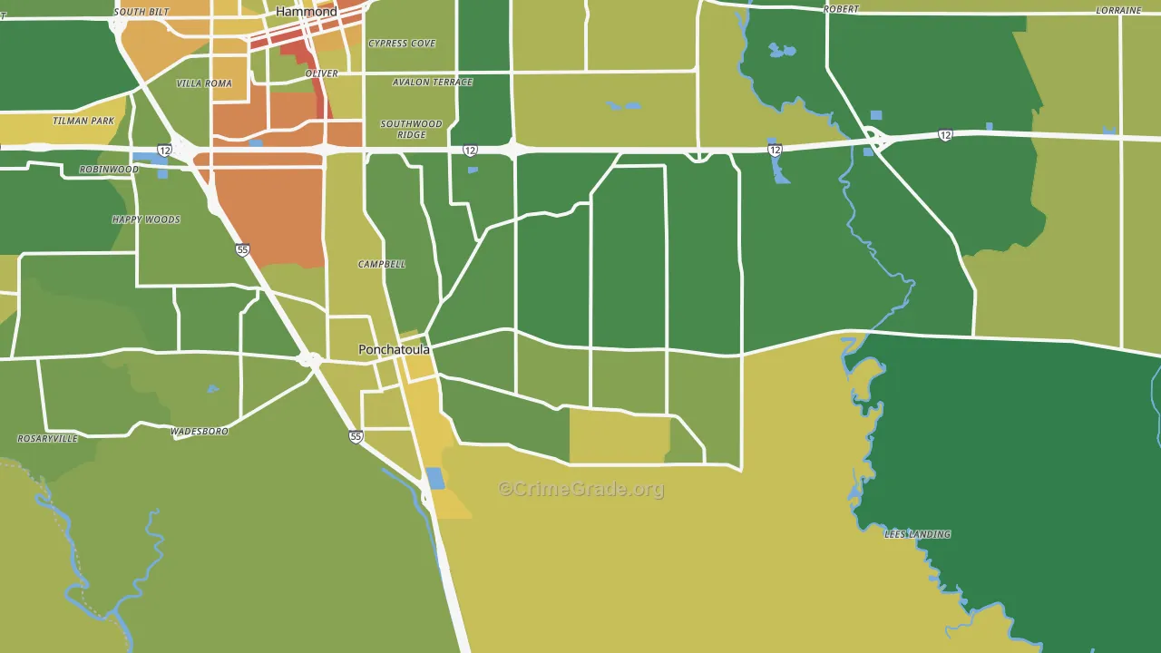 70454, LA Map of Drug-Related Crime Rates