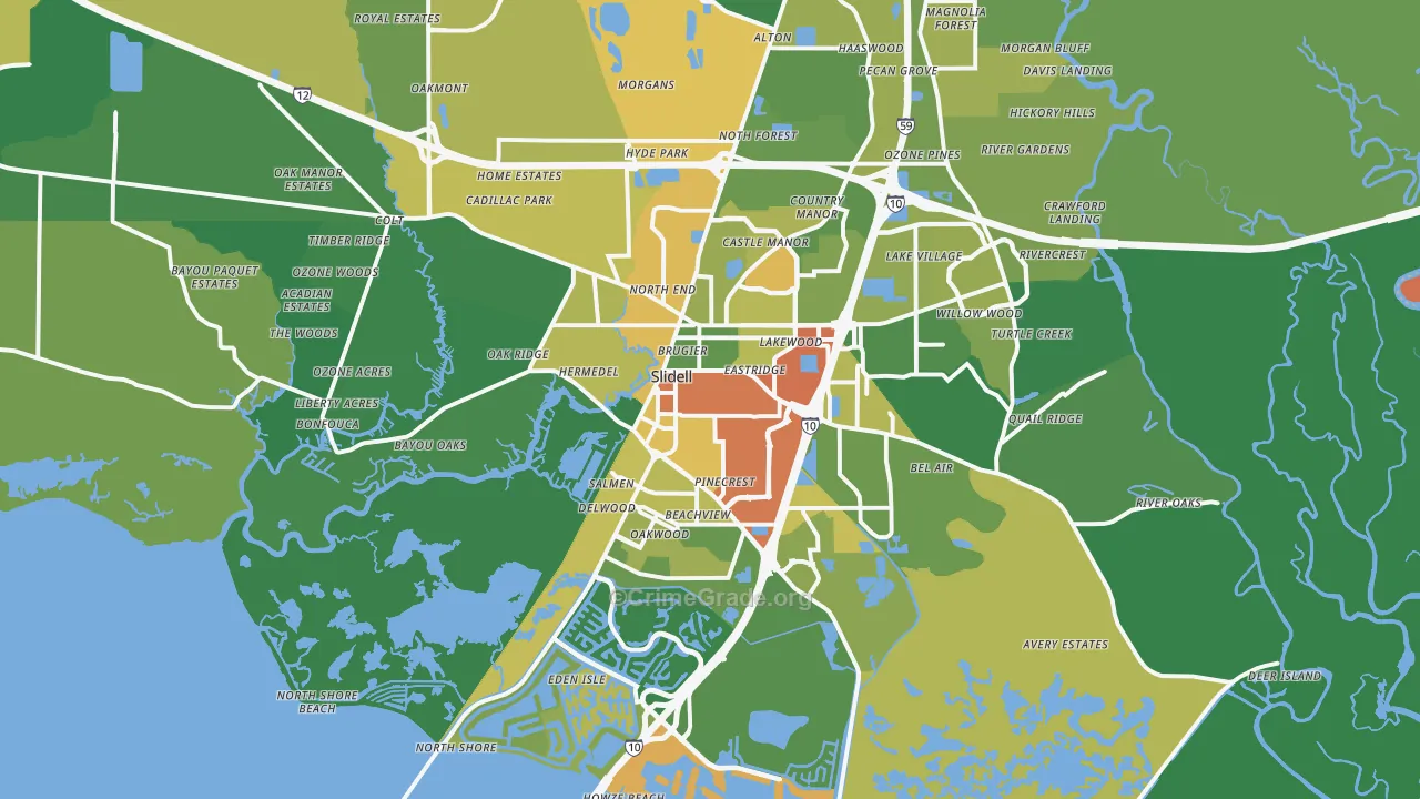 70458, LA Map of Drug-Related Crime Rates