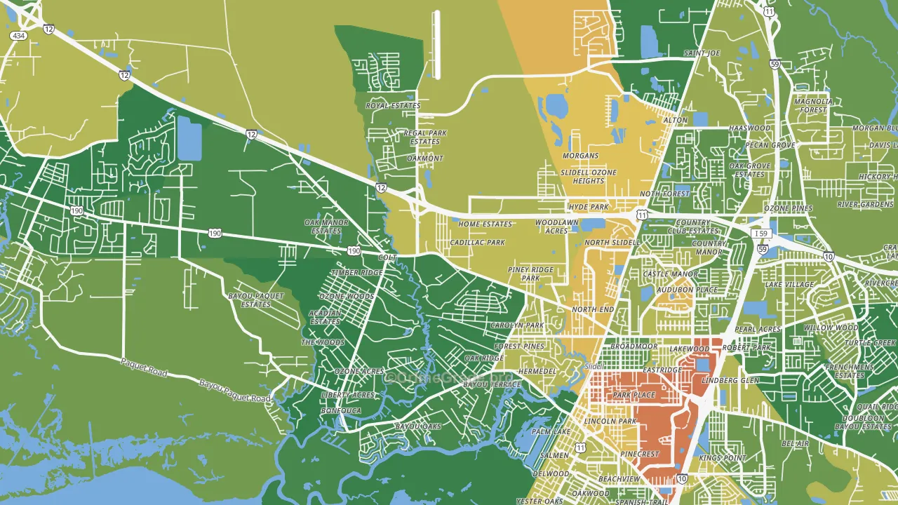70460, LA Map of Drug-Related Crime Rates