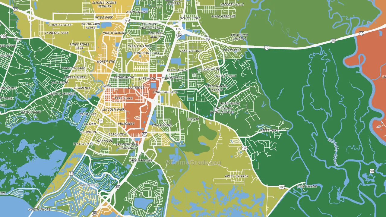 70461, LA Map of Drug-Related Crime Rates