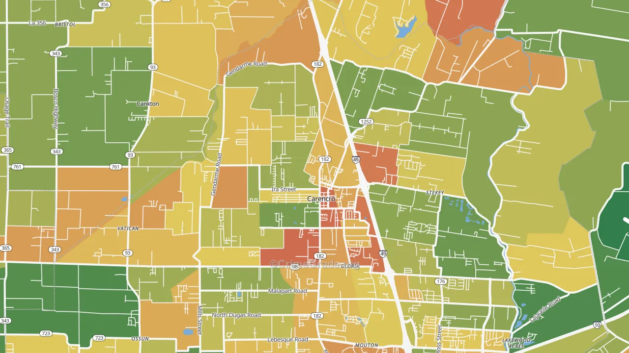 70520, LA Map of Drug-Related Crime Rates