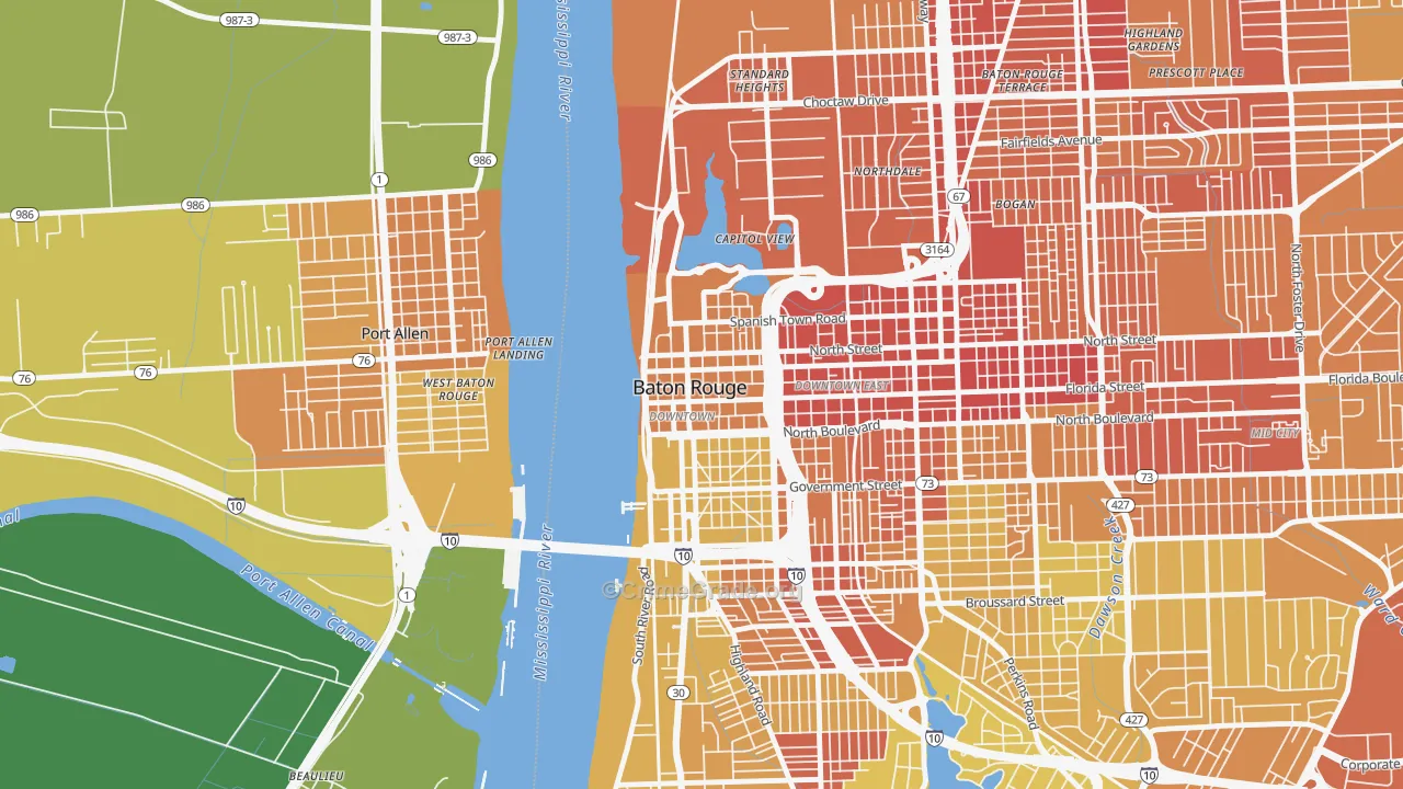 70801, LA Map of Drug-Related Crime Rates