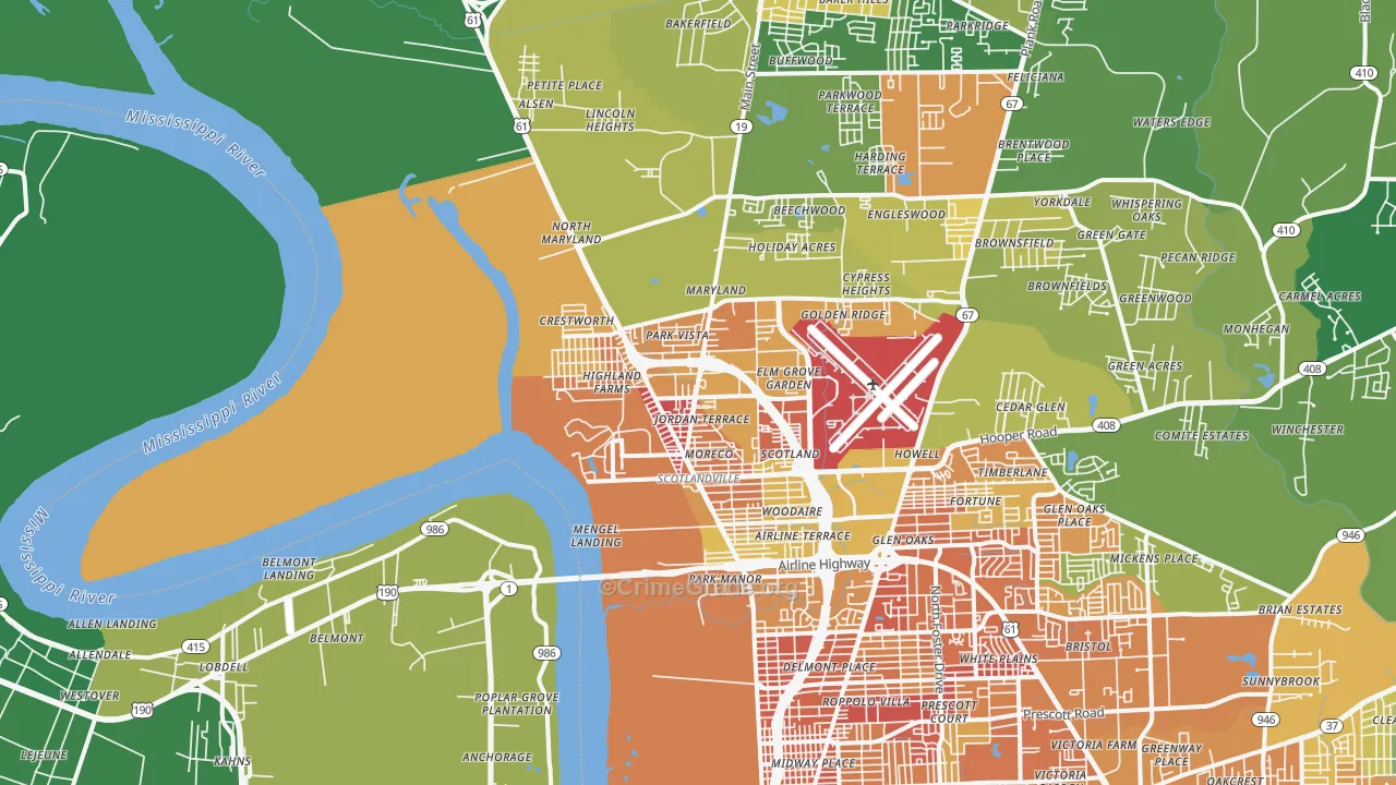 70807, LA Map of Drug-Related Crime Rates