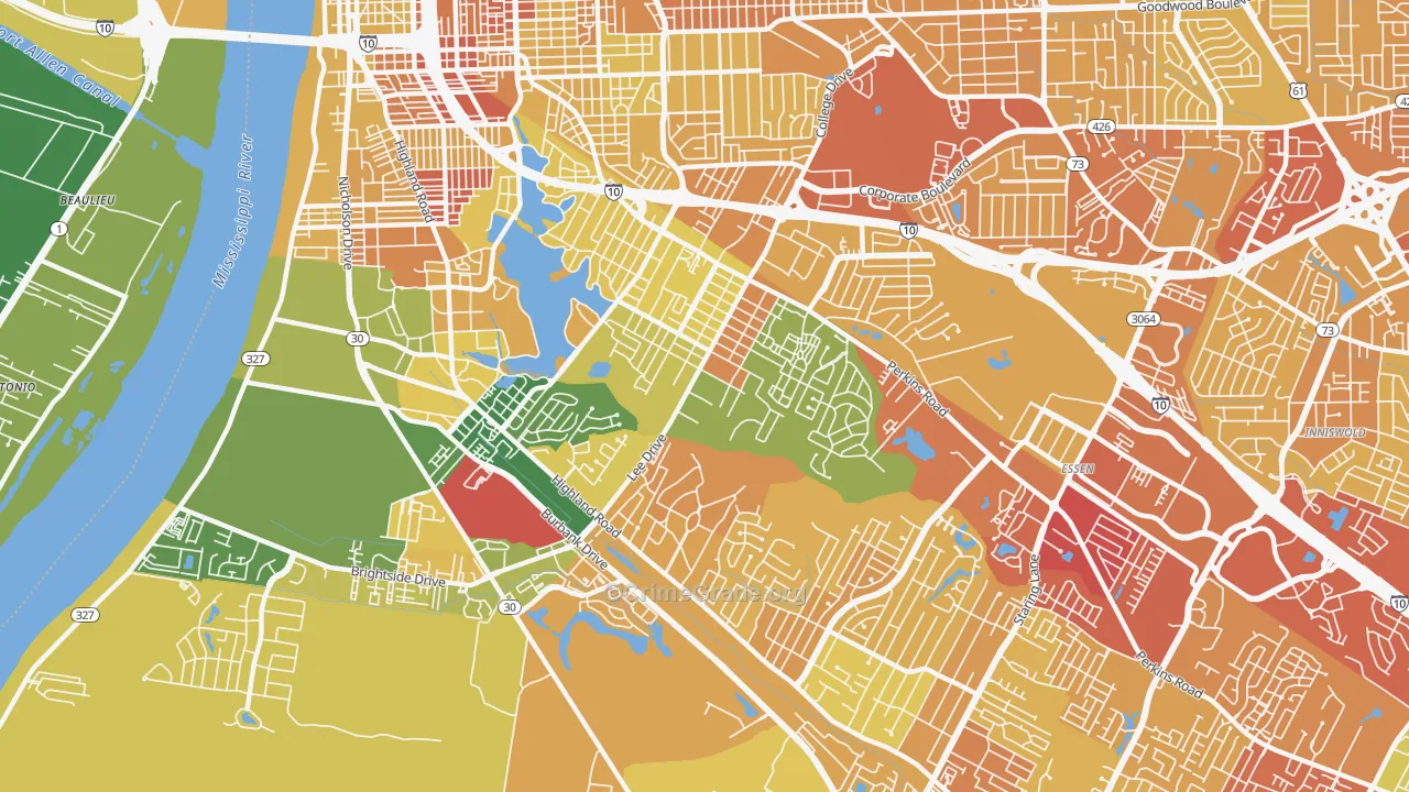 70808, LA Map of Drug-Related Crime Rates