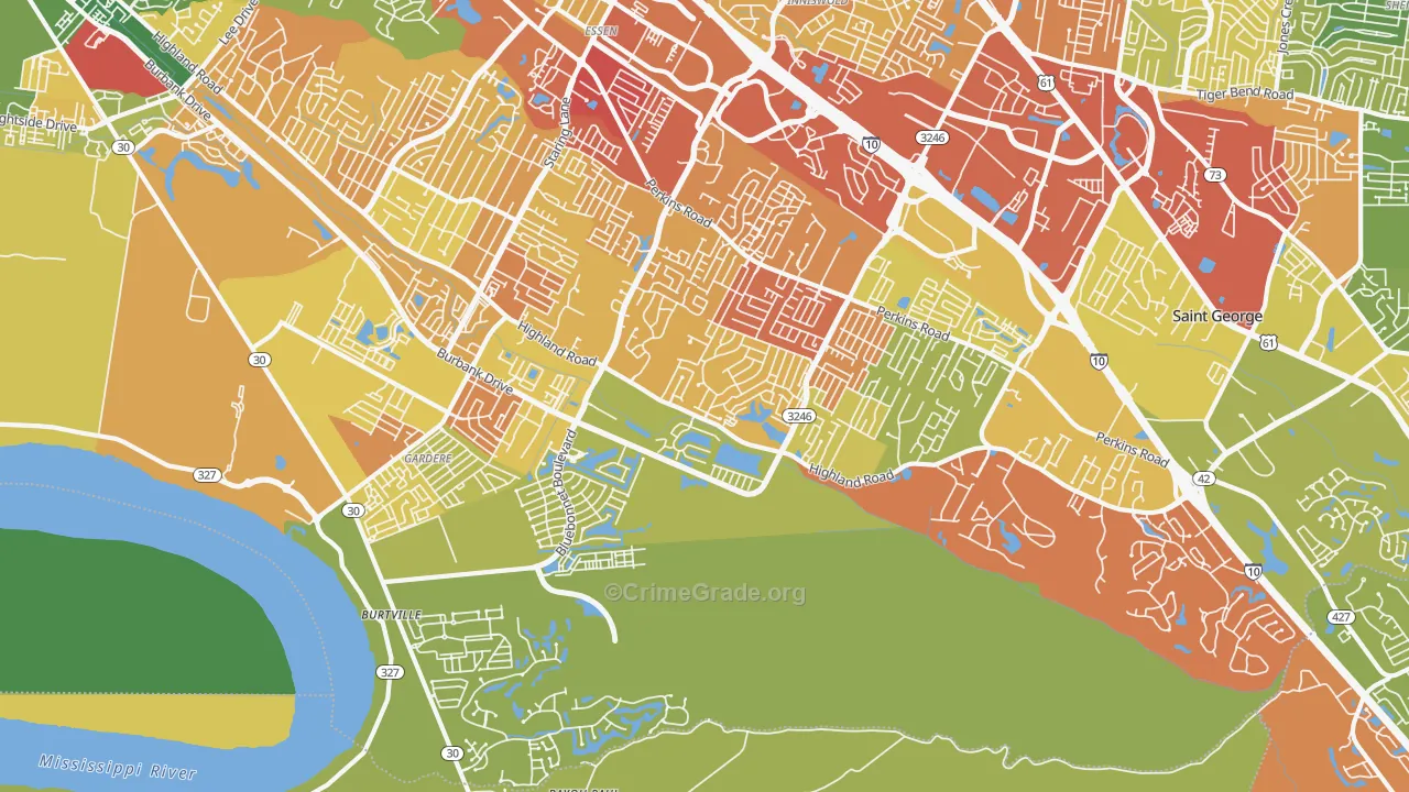 70810, LA Map of Drug-Related Crime Rates