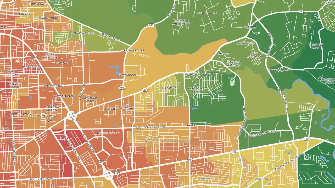 70814, LA Map of Drug-Related Crime Rates