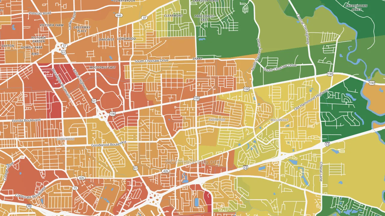 70815, LA Map of Drug-Related Crime Rates