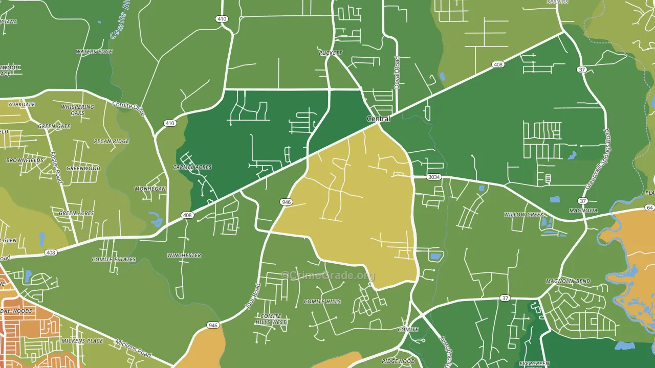 70818, LA Map of Drug-Related Crime Rates