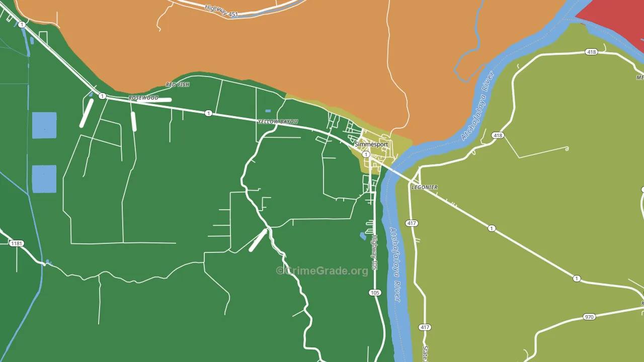 71369, LA Map of Drug-Related Crime Rates