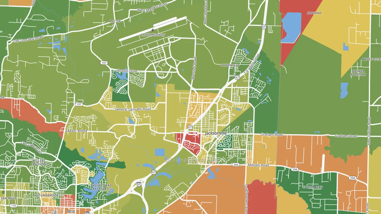 72076, AR Map of Drug-Related Crime Rates