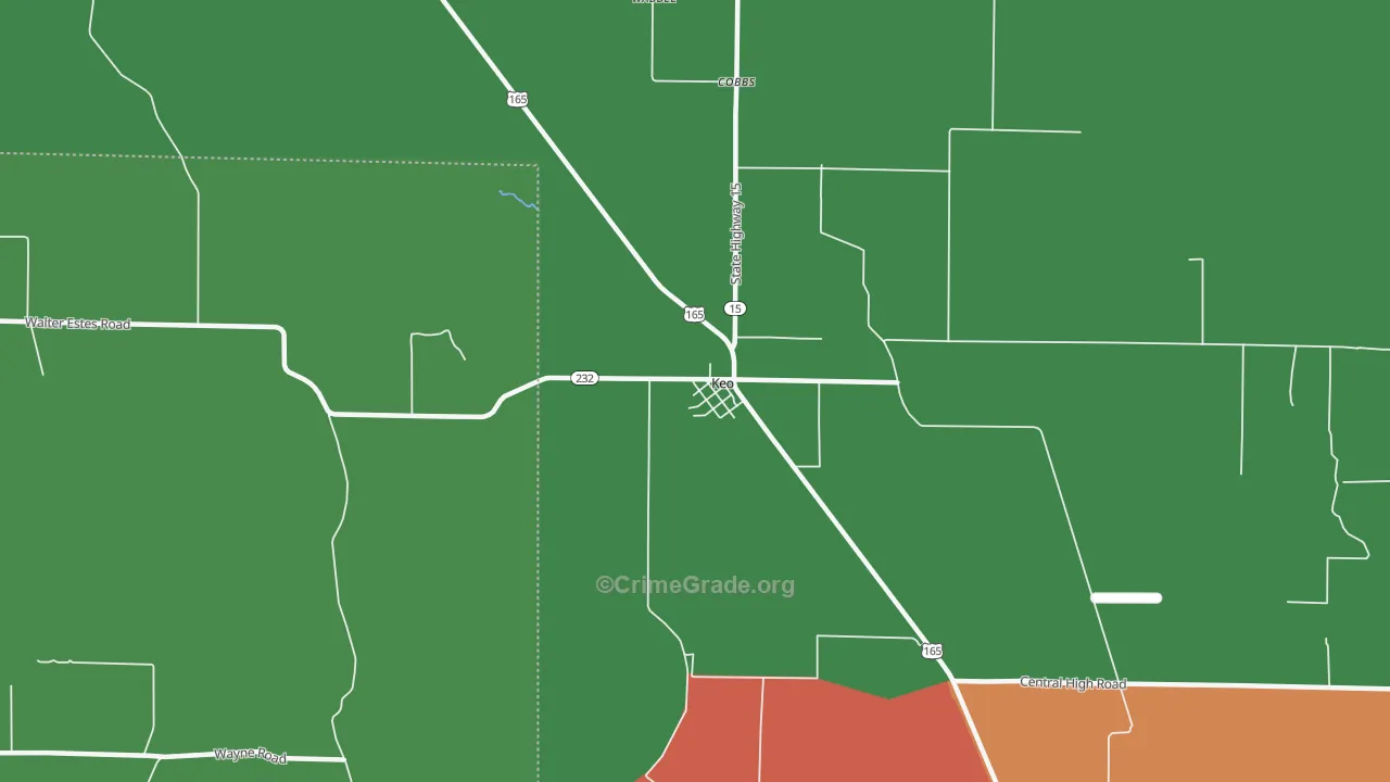 72083, AR Map of Drug-Related Crime Rates