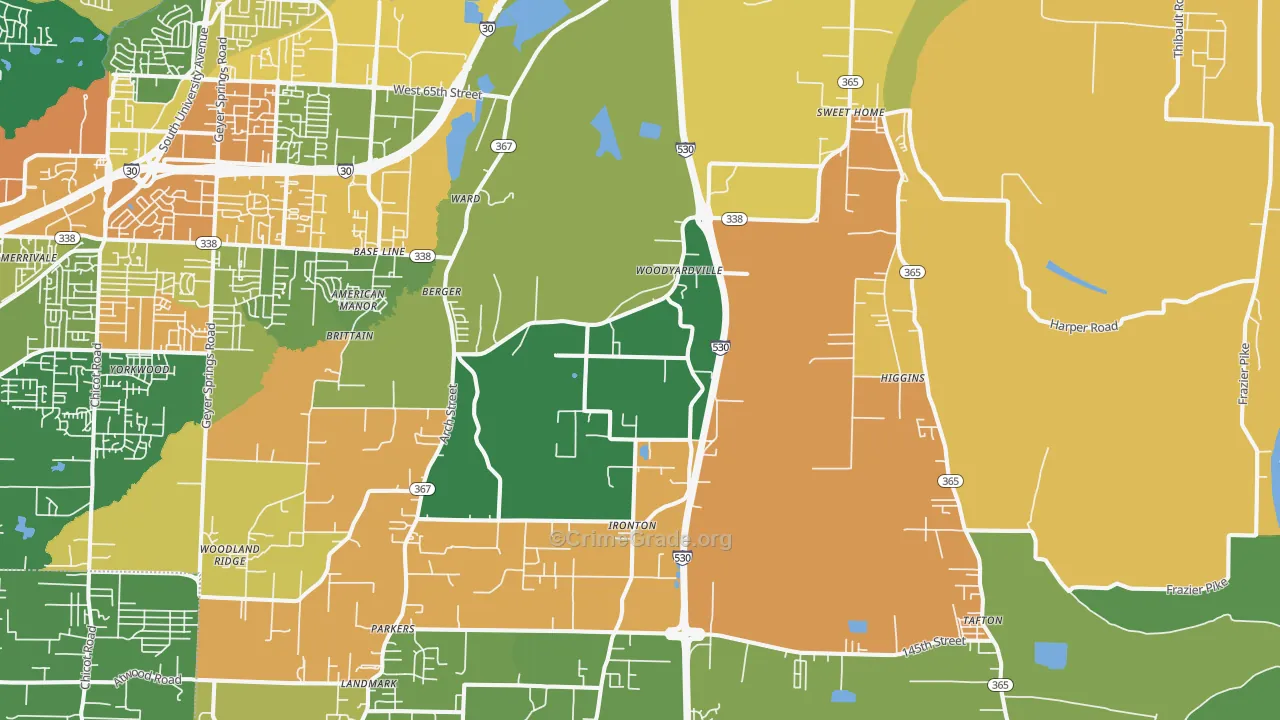 72206, AR Map of Drug-Related Crime Rates