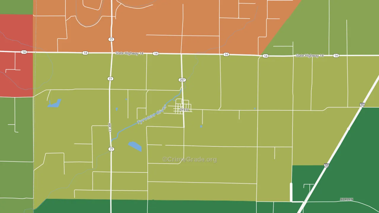 72330, AR Map of Drug-Related Crime Rates