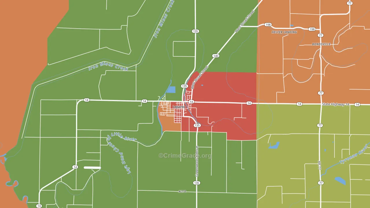 72354, AR Map of Drug-Related Crime Rates