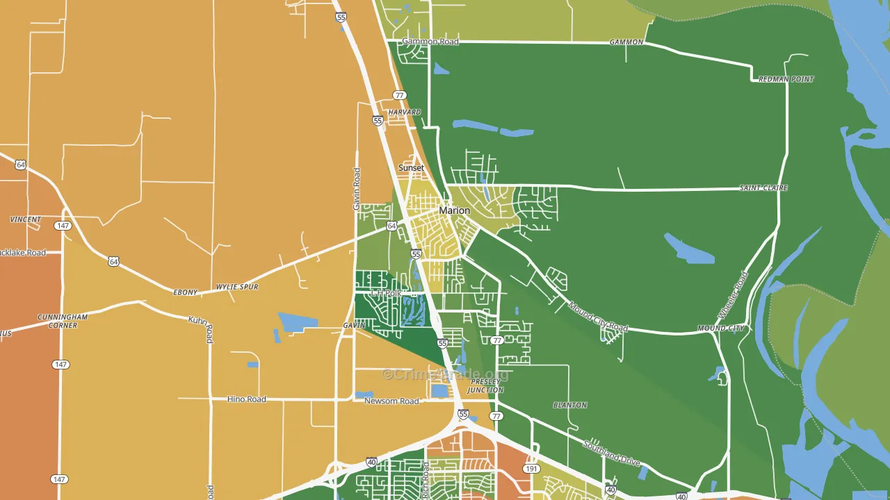 72364, AR Map of Drug-Related Crime Rates