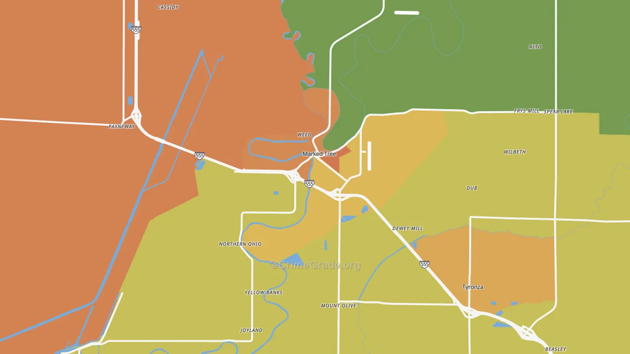 72365, AR Map of Drug-Related Crime Rates