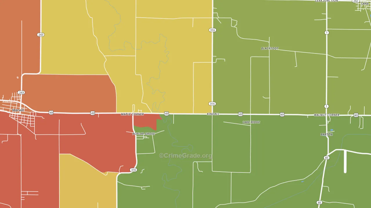 72374, AR Map of Drug-Related Crime Rates