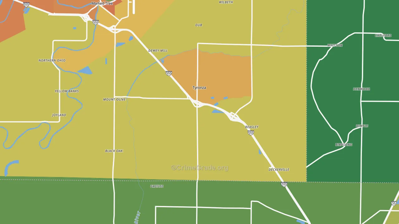 72386, AR Map of Drug-Related Crime Rates