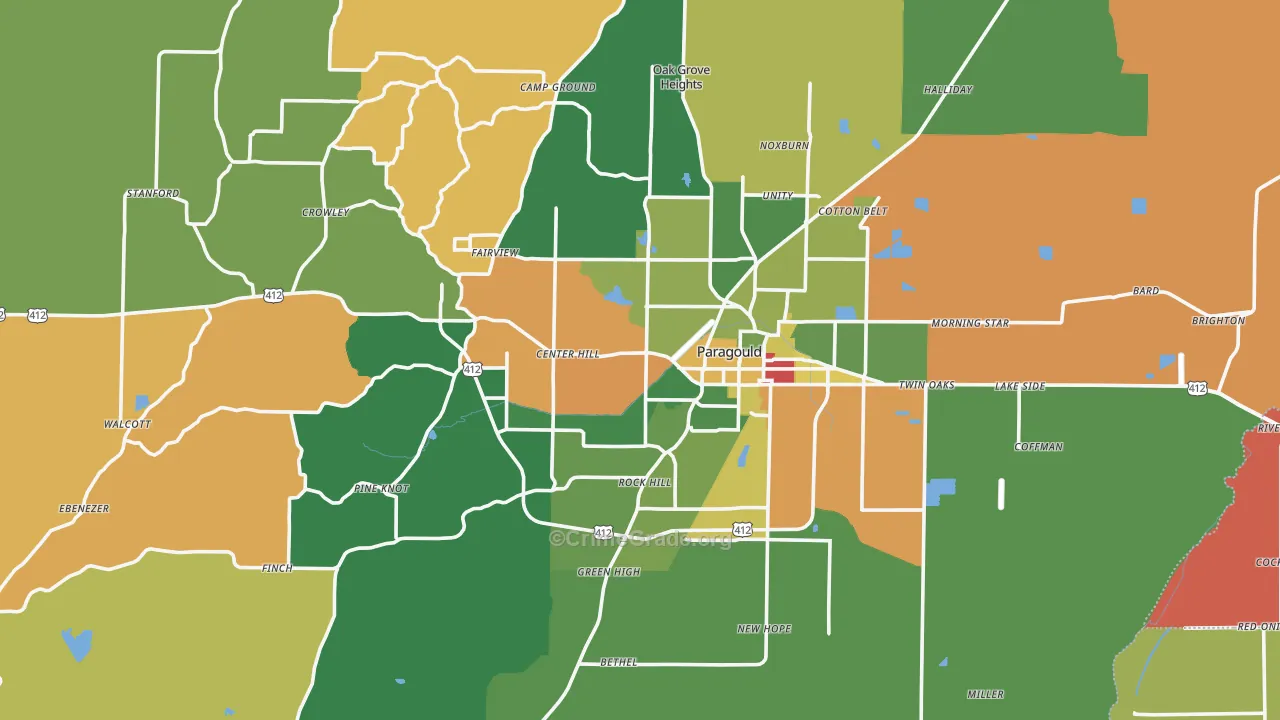72450, AR Map of Drug-Related Crime Rates