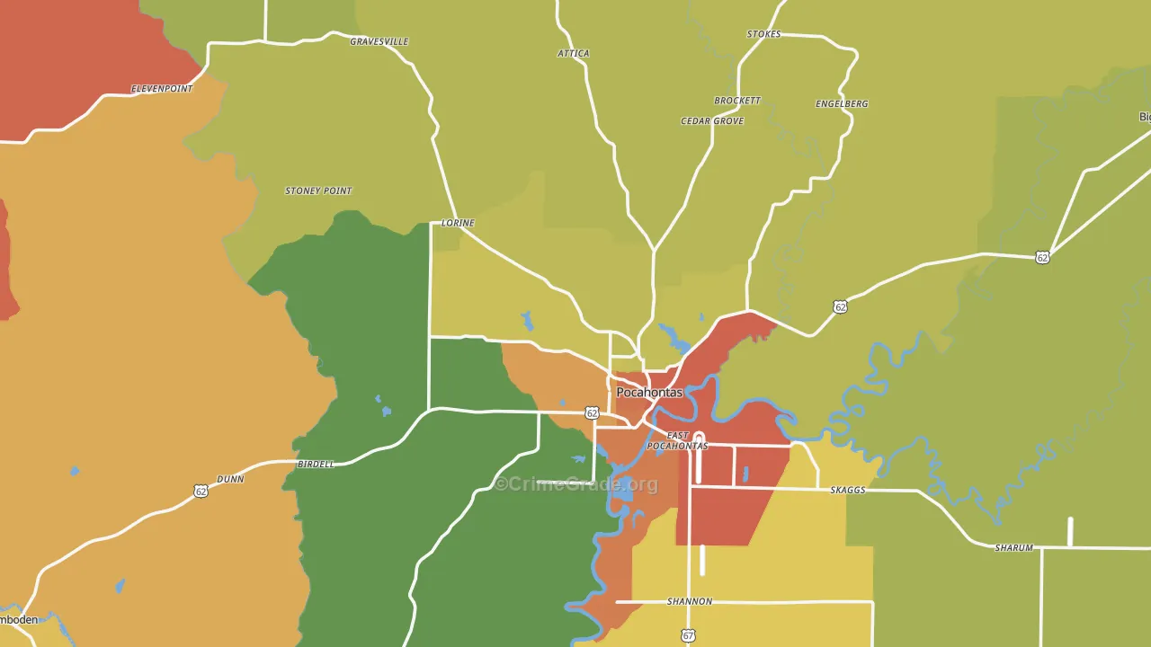 72455, AR Map of Drug-Related Crime Rates