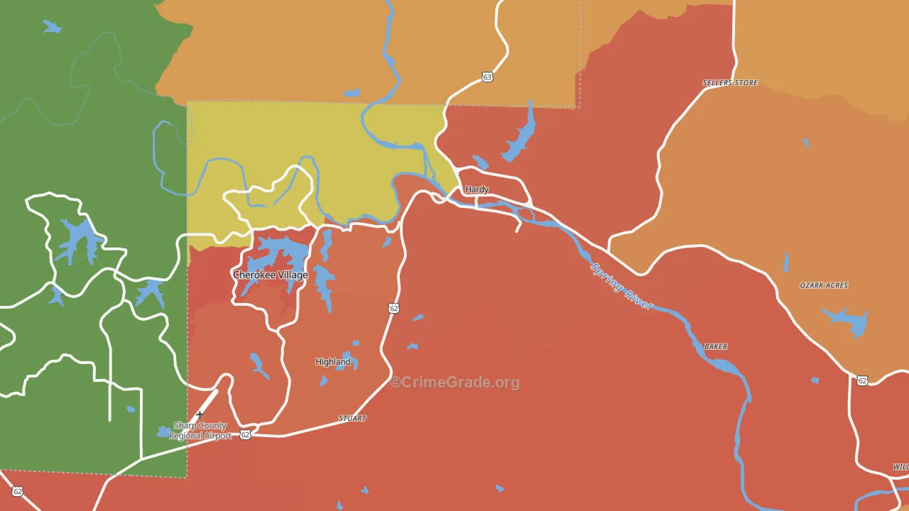 72542, AR Map of Drug-Related Crime Rates