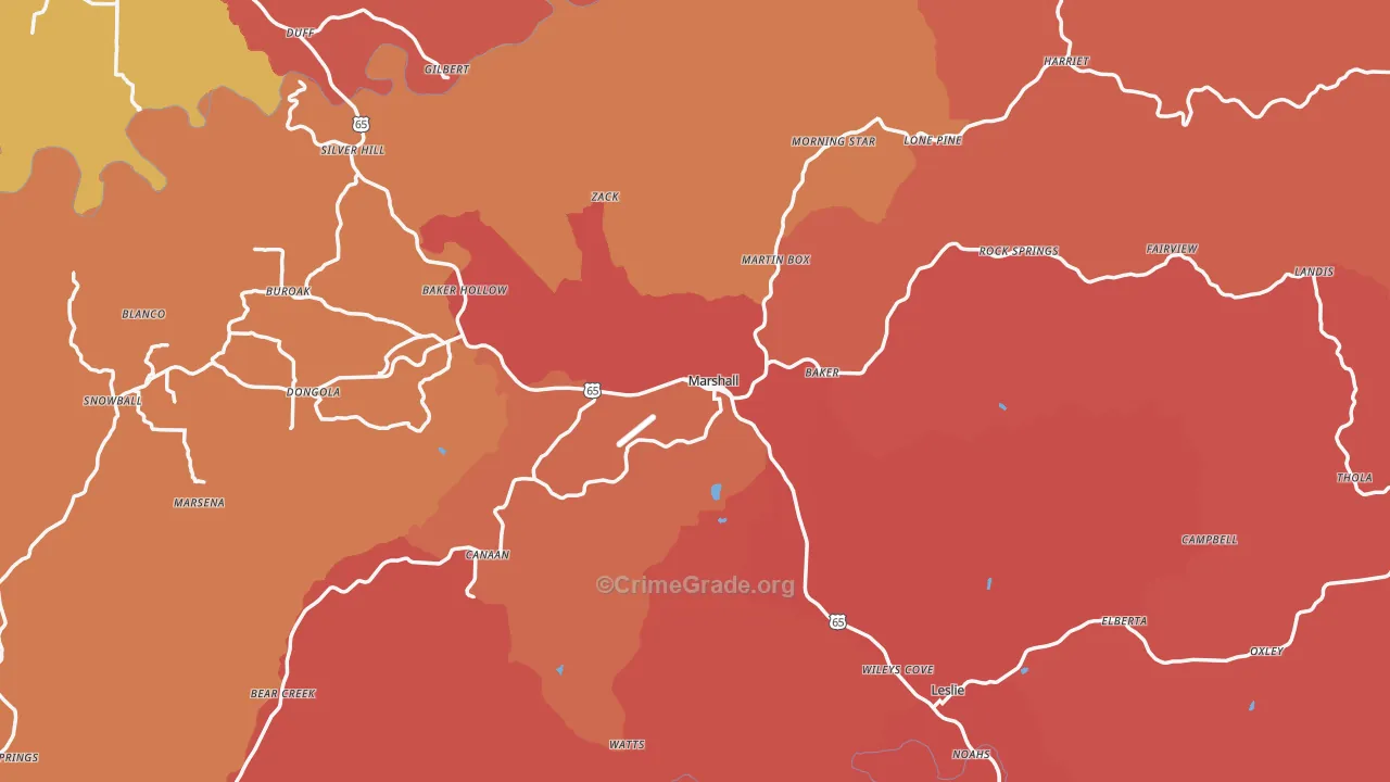 72650, AR Map of Drug-Related Crime Rates
