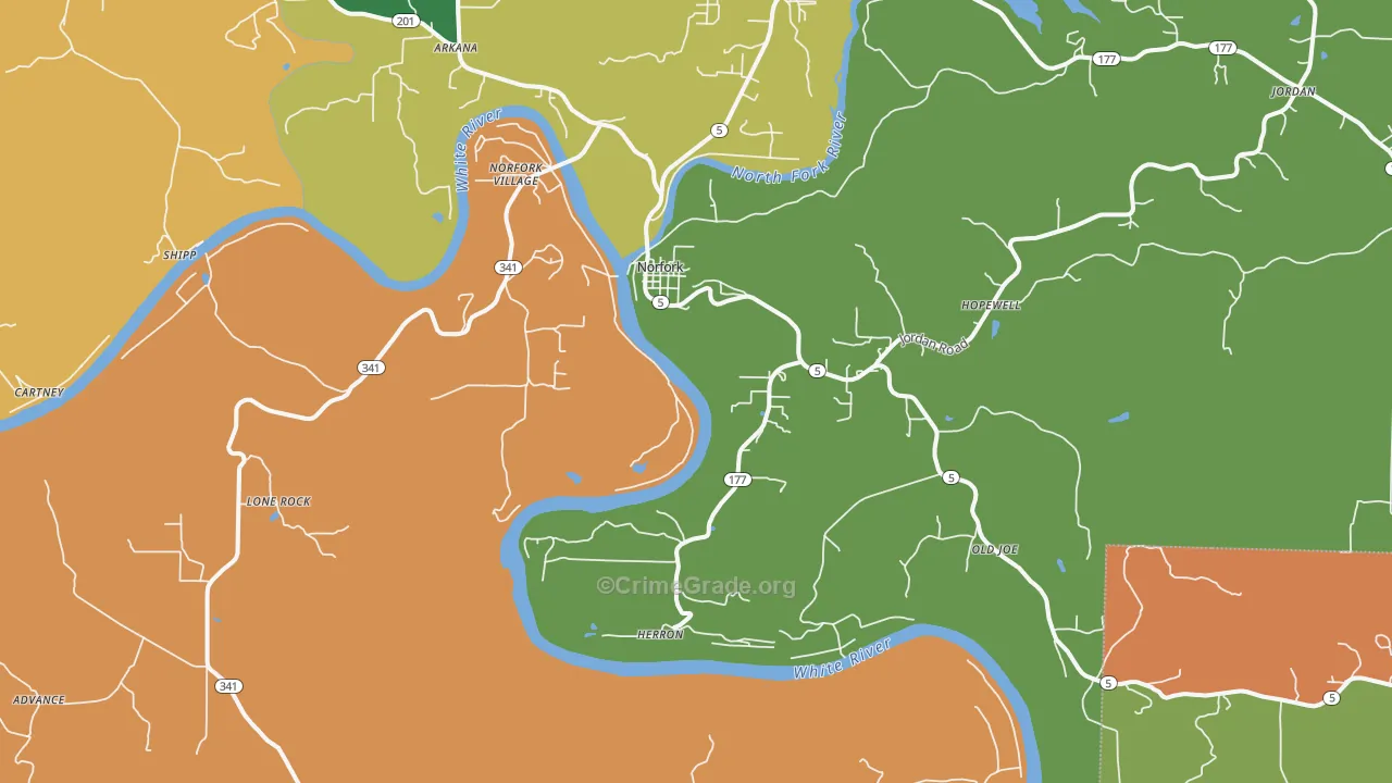 72658, AR Map of Drug-Related Crime Rates