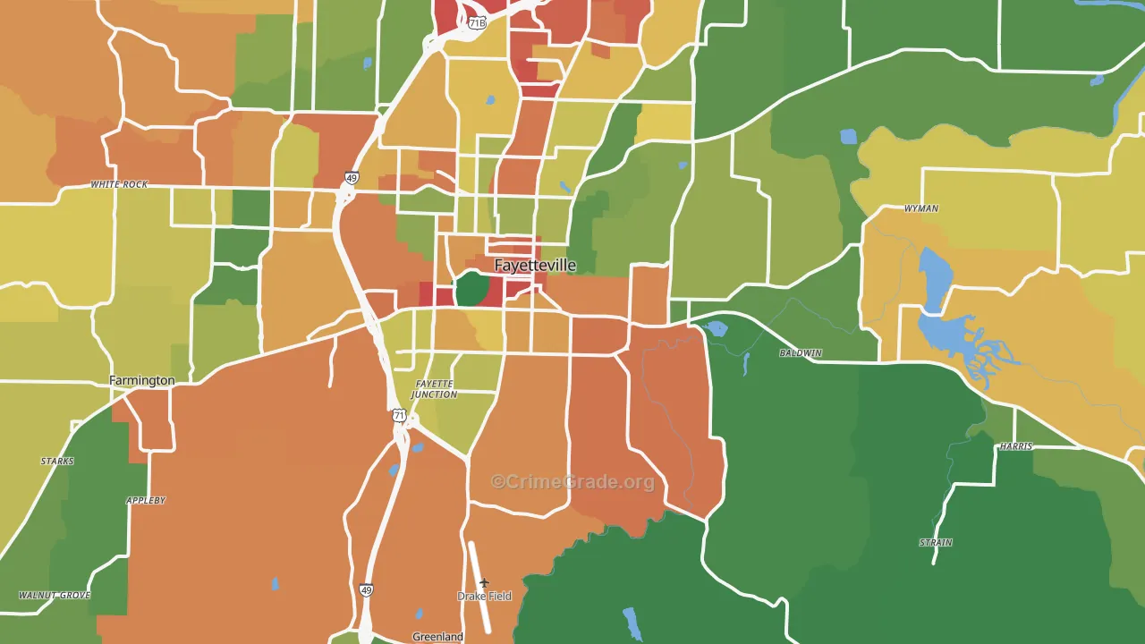 72701, AR Map of Drug-Related Crime Rates