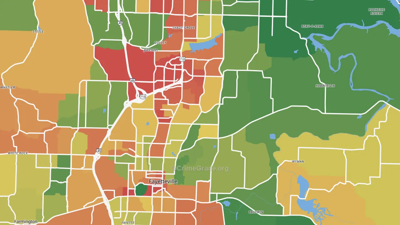 72703, AR Map of Drug-Related Crime Rates