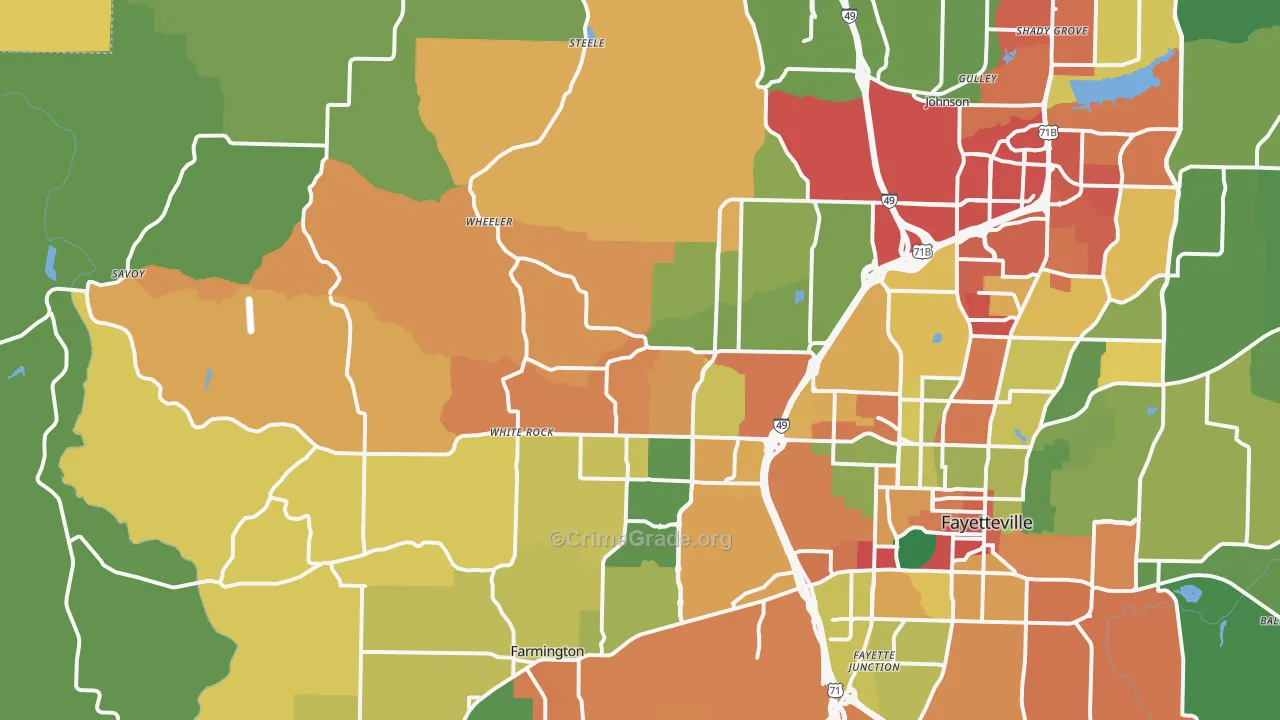 72704, AR Map of Drug-Related Crime Rates