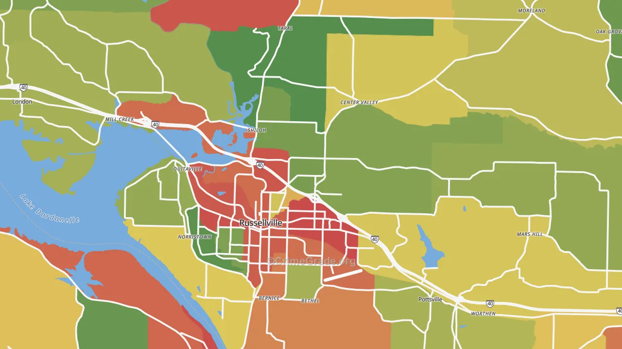 72802, AR Map of Drug-Related Crime Rates