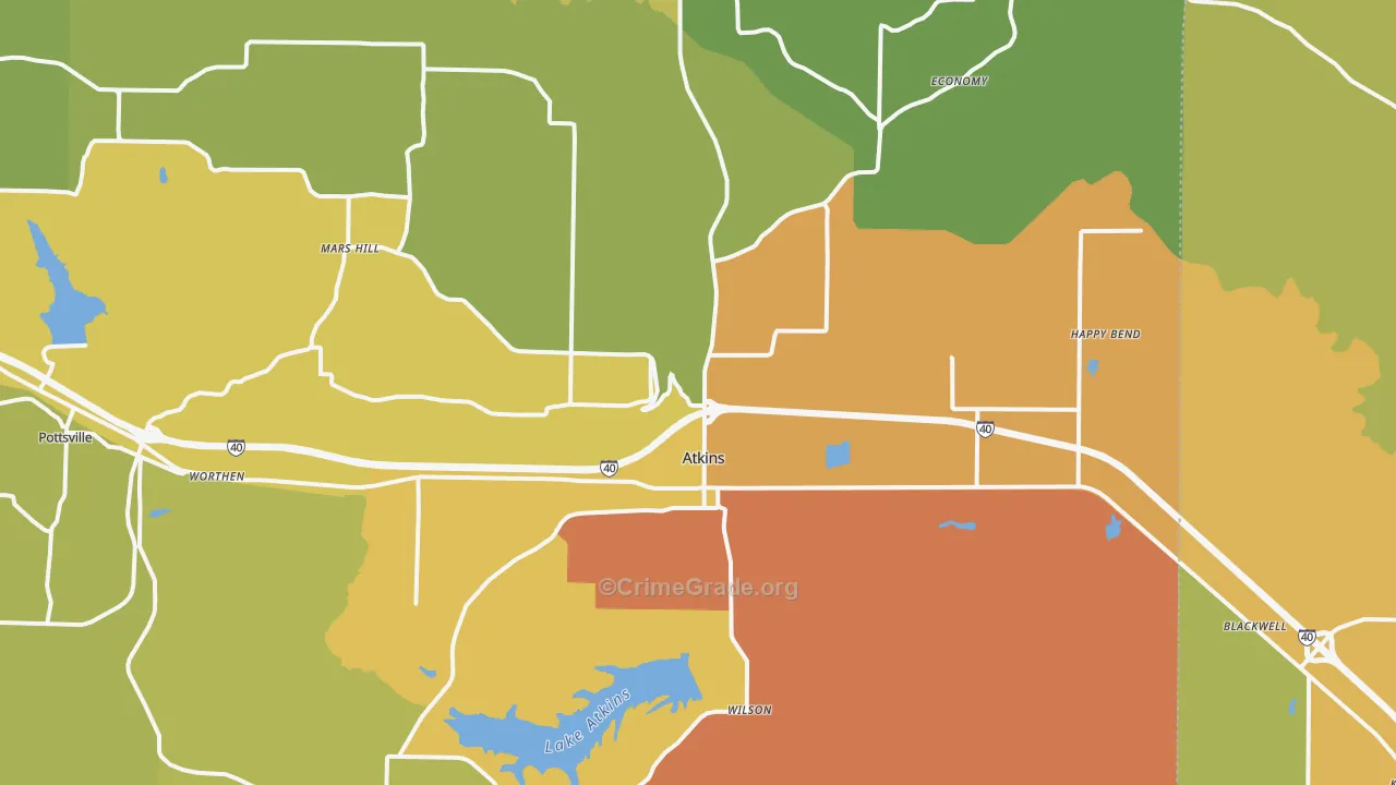 72823, AR Map of Drug-Related Crime Rates