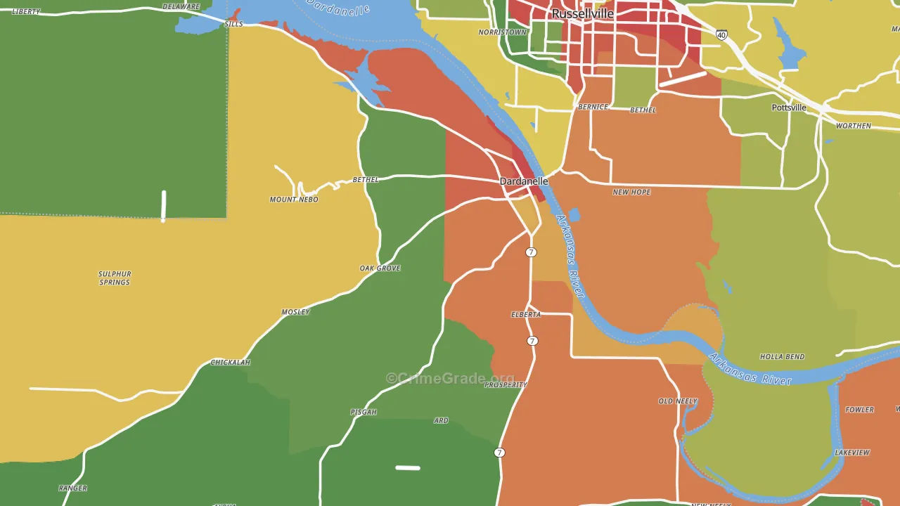 72834, AR Map of Drug-Related Crime Rates