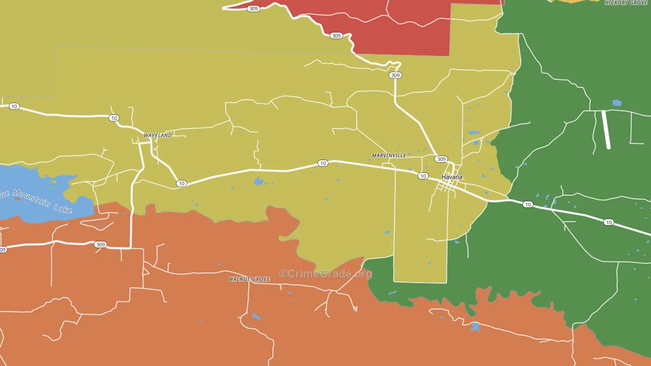 72842, AR Map of Drug-Related Crime Rates