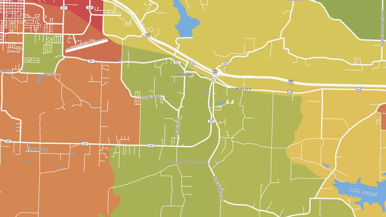 72858, AR Map of Drug-Related Crime Rates