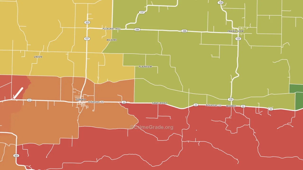 72865, AR Map of Drug-Related Crime Rates