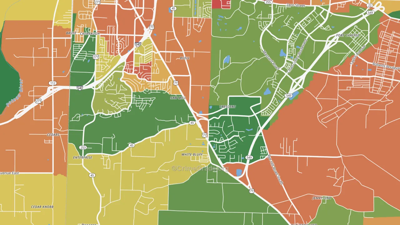 72916, AR Map of Drug-Related Crime Rates